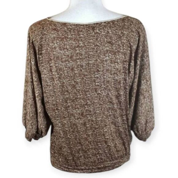 STUDIO M BROWN/TAUPE BLOUSE SZ.S EUC - Picture 2 of 3
